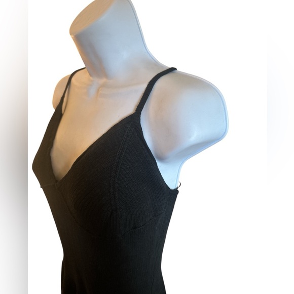 Free People Beach Tula Sweater Dress Size Large Black Midi Length V Neckline - Picture 6 of 14